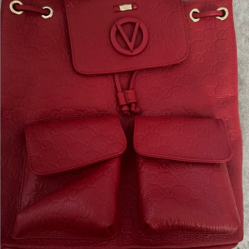 Valentino leather  Red Designer Backpack